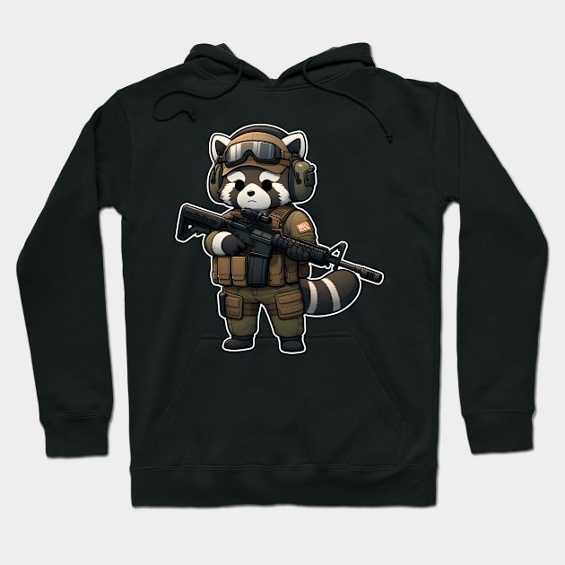 Tactical Tanuki Hoodie by Rawlifegraphic